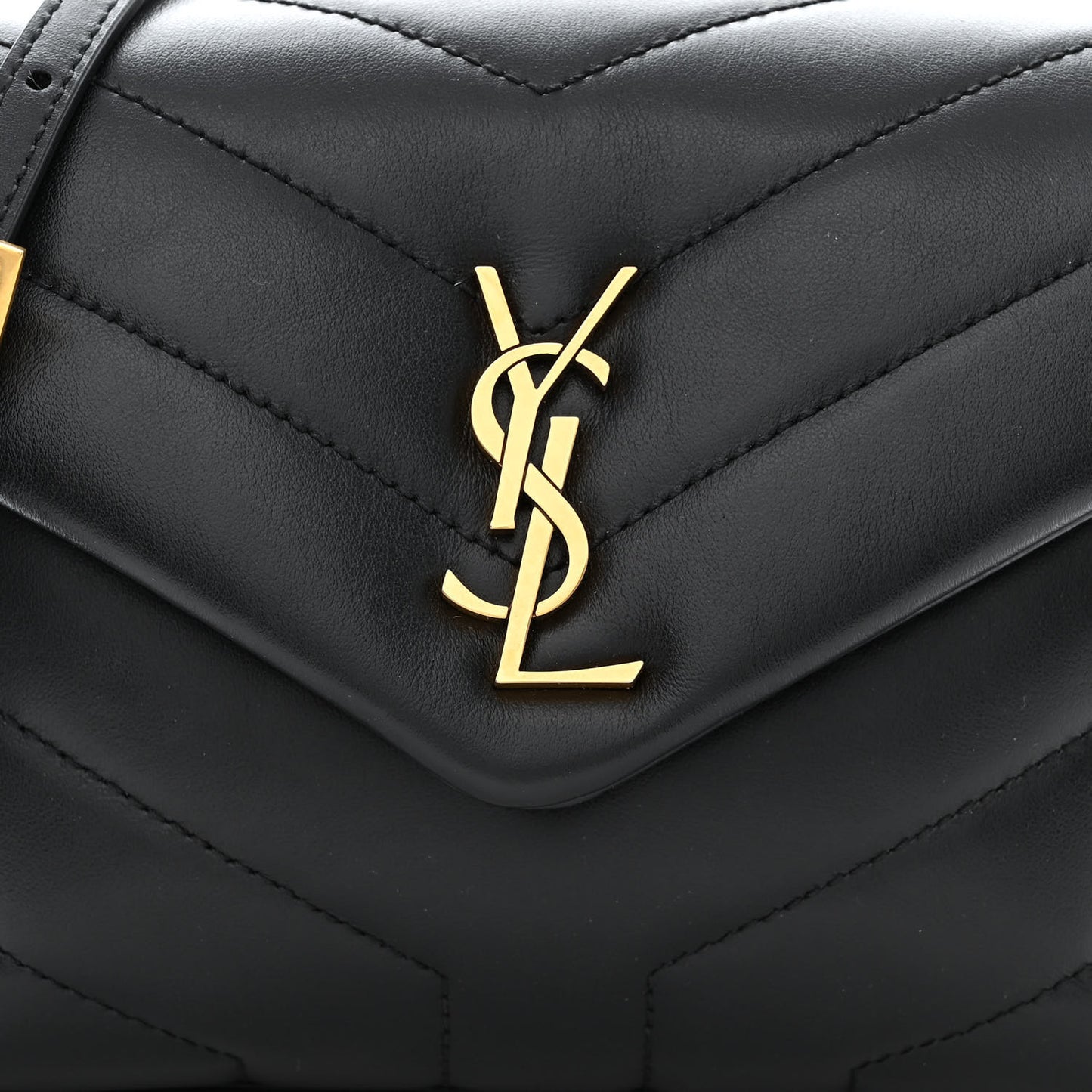 Calfskin Y Quilted Monogram Toy Loulou Crossbody Bag Black