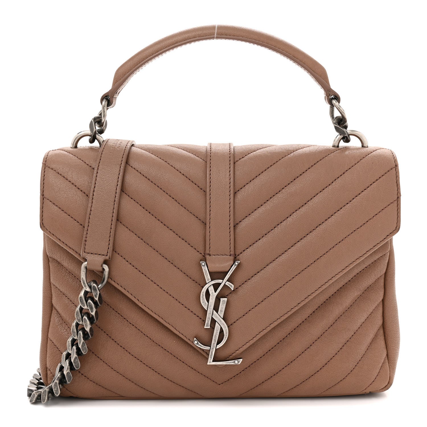 Saint Laurent Sheepskin Matelasse Chevron Monogram Medium College Bag Fard 1 of 19