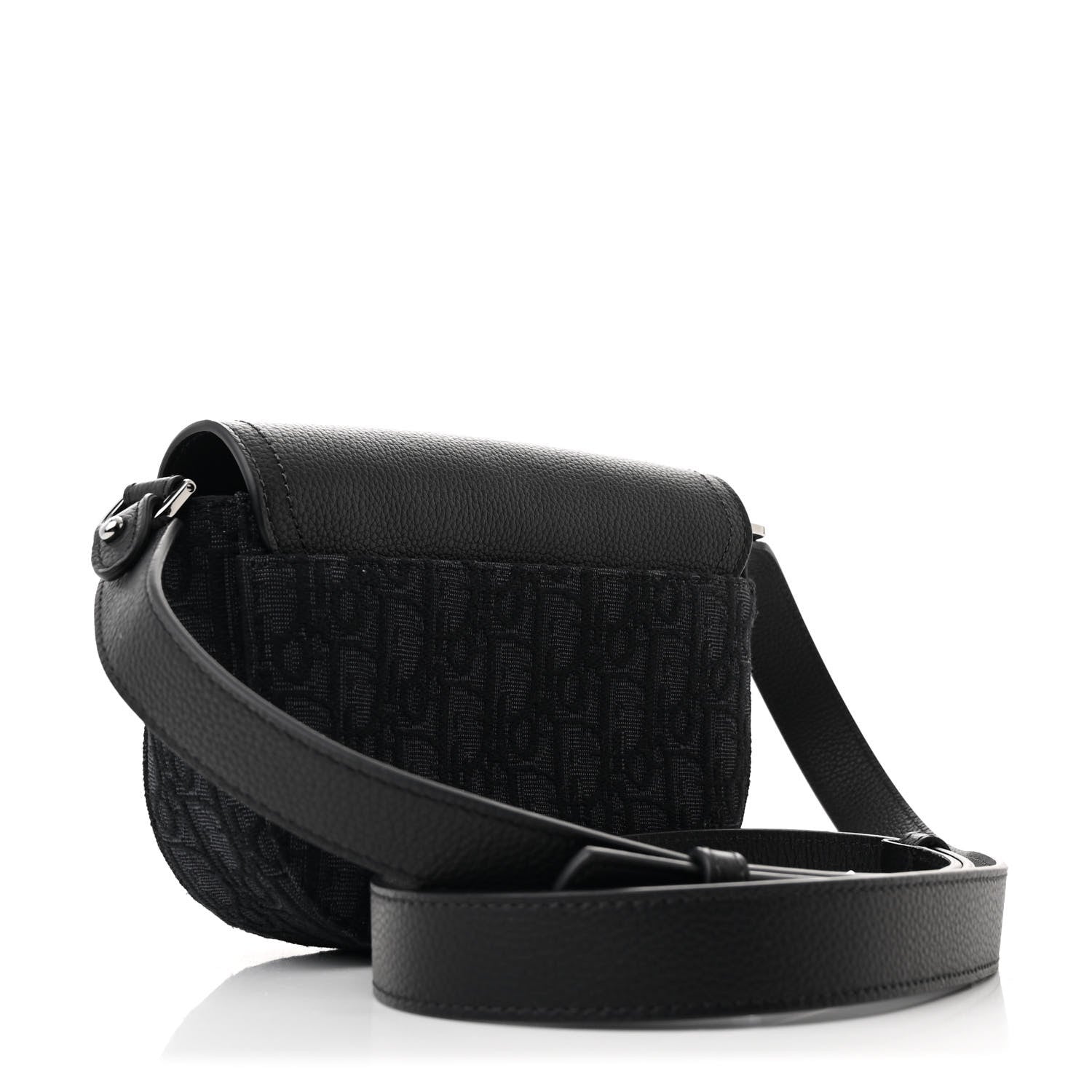 Christian Dior Oblique Jacquard Grained Calfskin Mini Saddle Messenger Bag With Flap Black 2 of 9