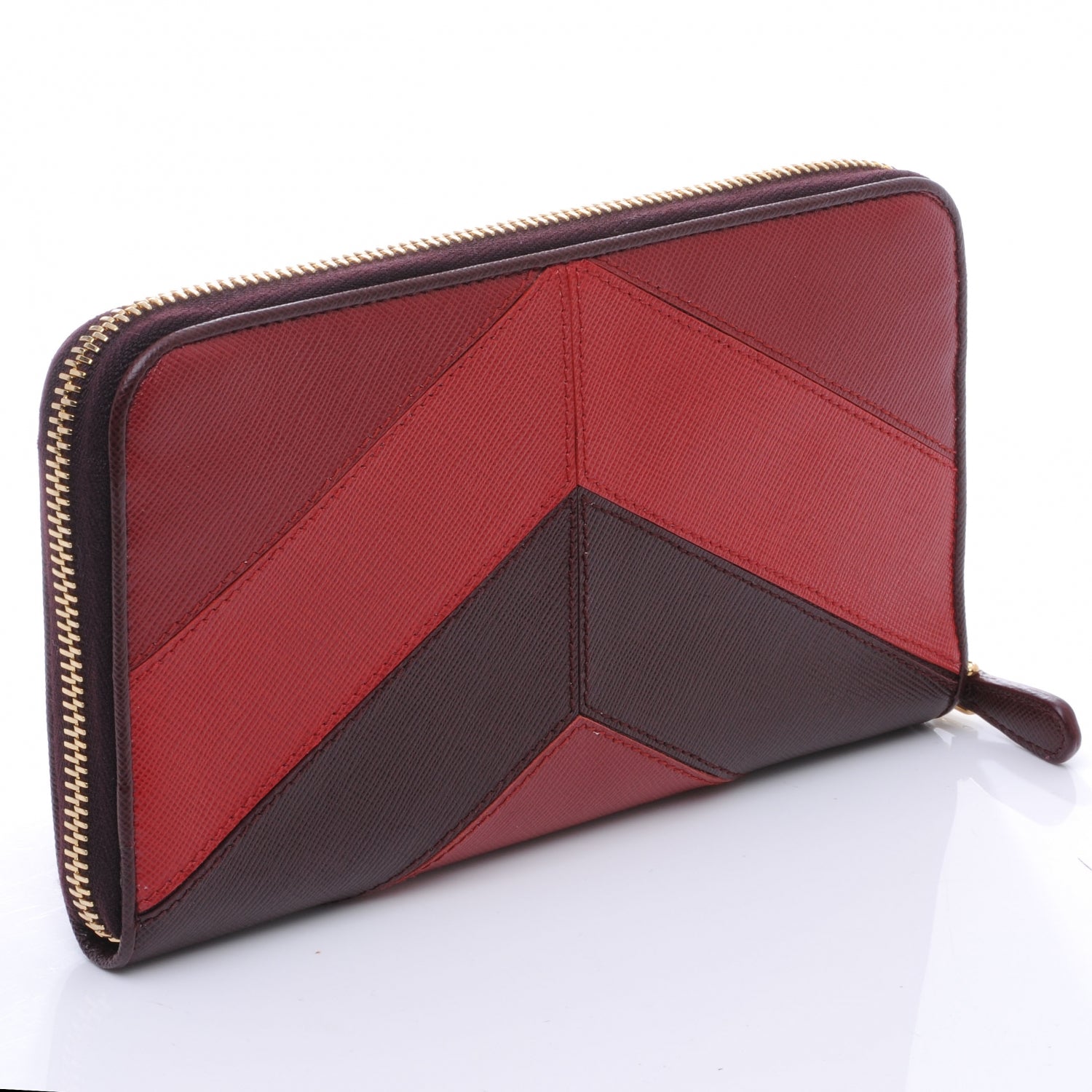 Prada Saffiano Chevron Zip Around Wallet Rubino 4 of 9