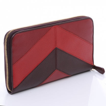 Prada Saffiano Chevron Zip Around Wallet Rubino 4 of 9