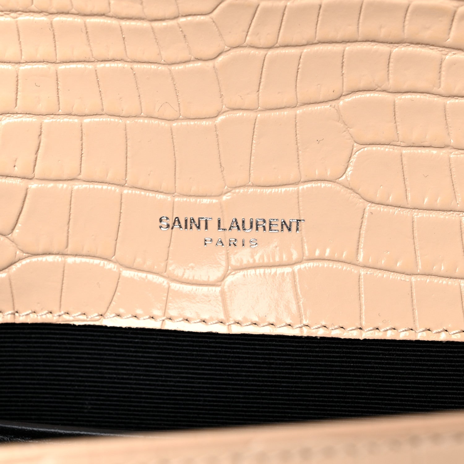 Saint Laurent Calfskin Crocodile Embossed Medium Classic Monogram Kate Tassel Satchel Nude Powder 8 of 12