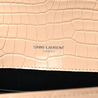 Saint Laurent Calfskin Crocodile Embossed Medium Classic Monogram Kate Tassel Satchel Nude Powder 8 of 12