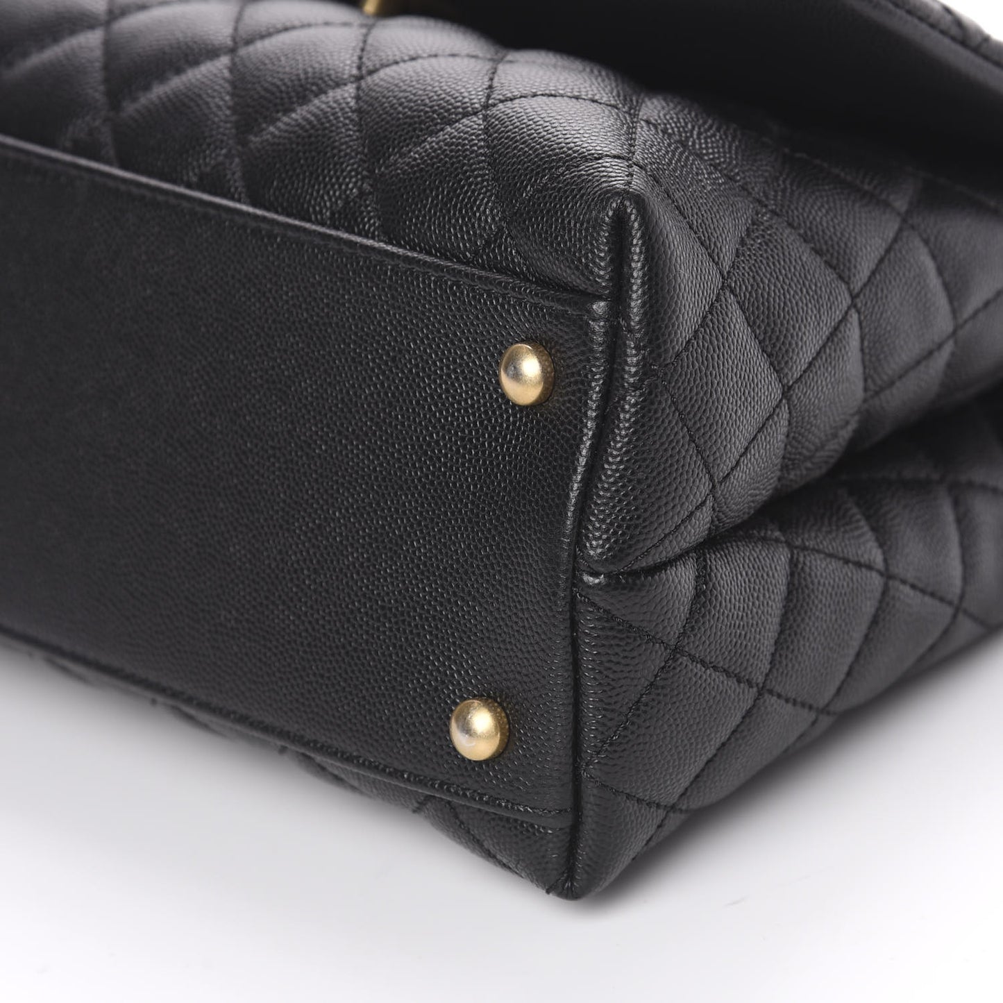 Caviar Lizard Embossed Quilted Small Coco Handle Flap Black