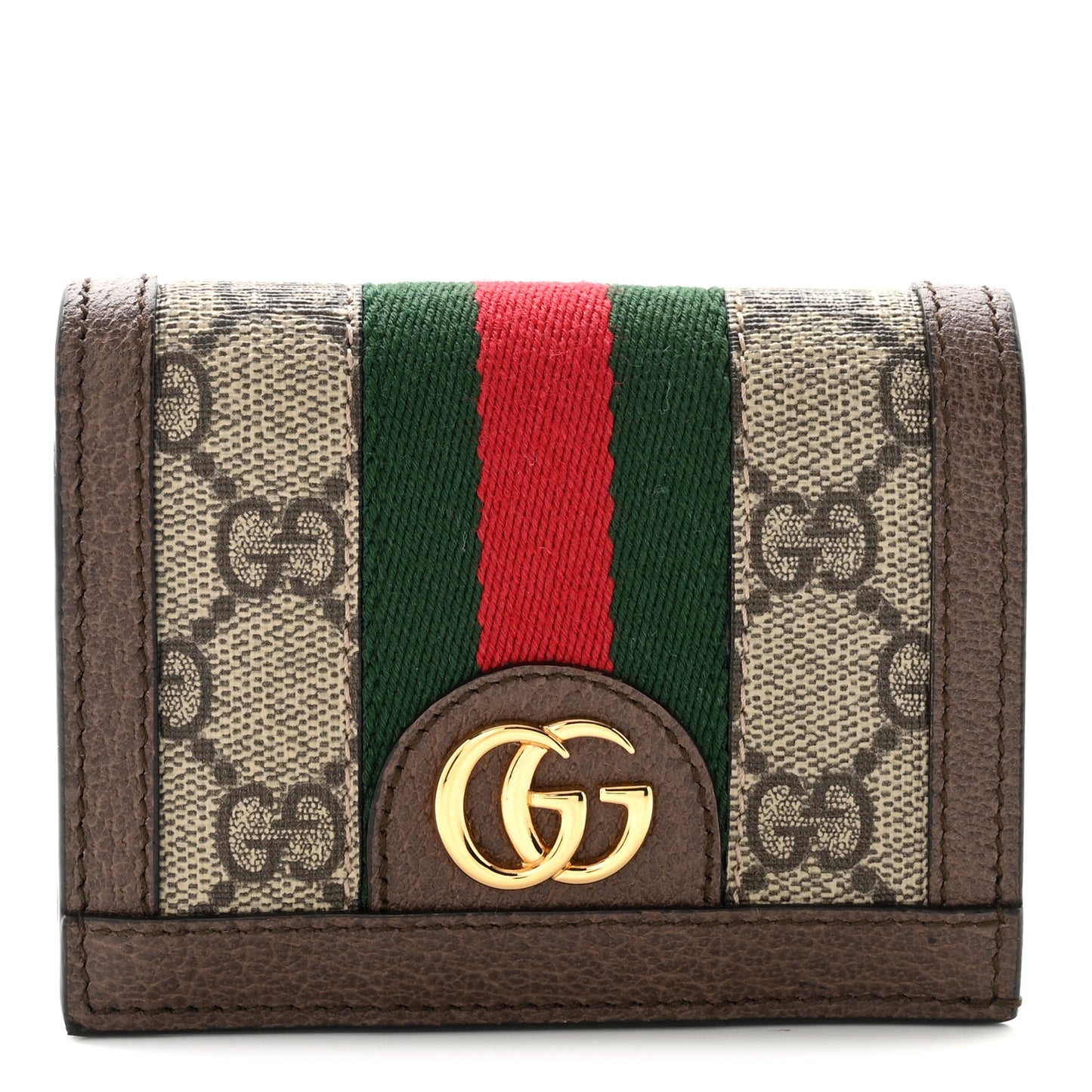 GG Supreme Monogram Web Ophidia Card Case Beige New Acero