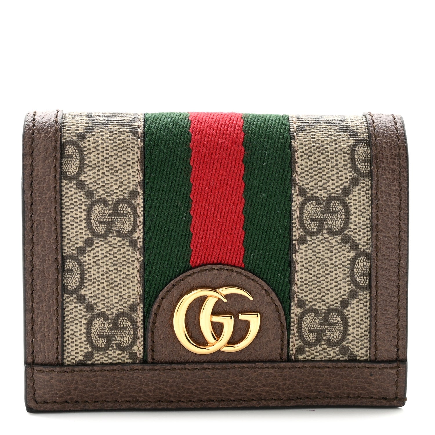Gucci GG Supreme Monogram Web Ophidia Card Case Beige New Acero 1 of 6