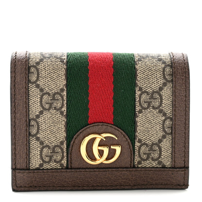 Gucci GG Supreme Monogram Web Ophidia Card Case Beige New Acero 1 of 6