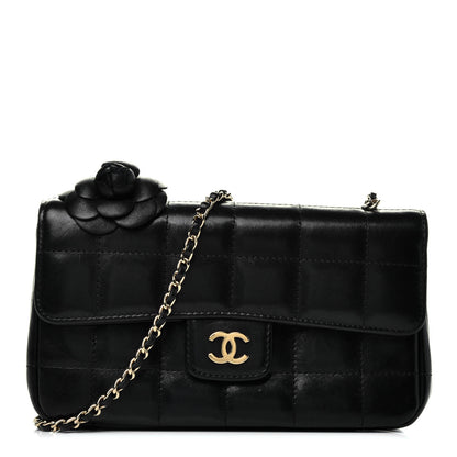 Chanel Lambskin Quilted Mini Chocolate Bar Camellia Flap Black 1 of 9