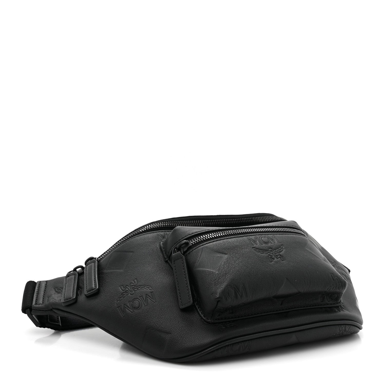 MCM Calfskin Maxi Monogram Fursten Belt Bag Black 4 of 10