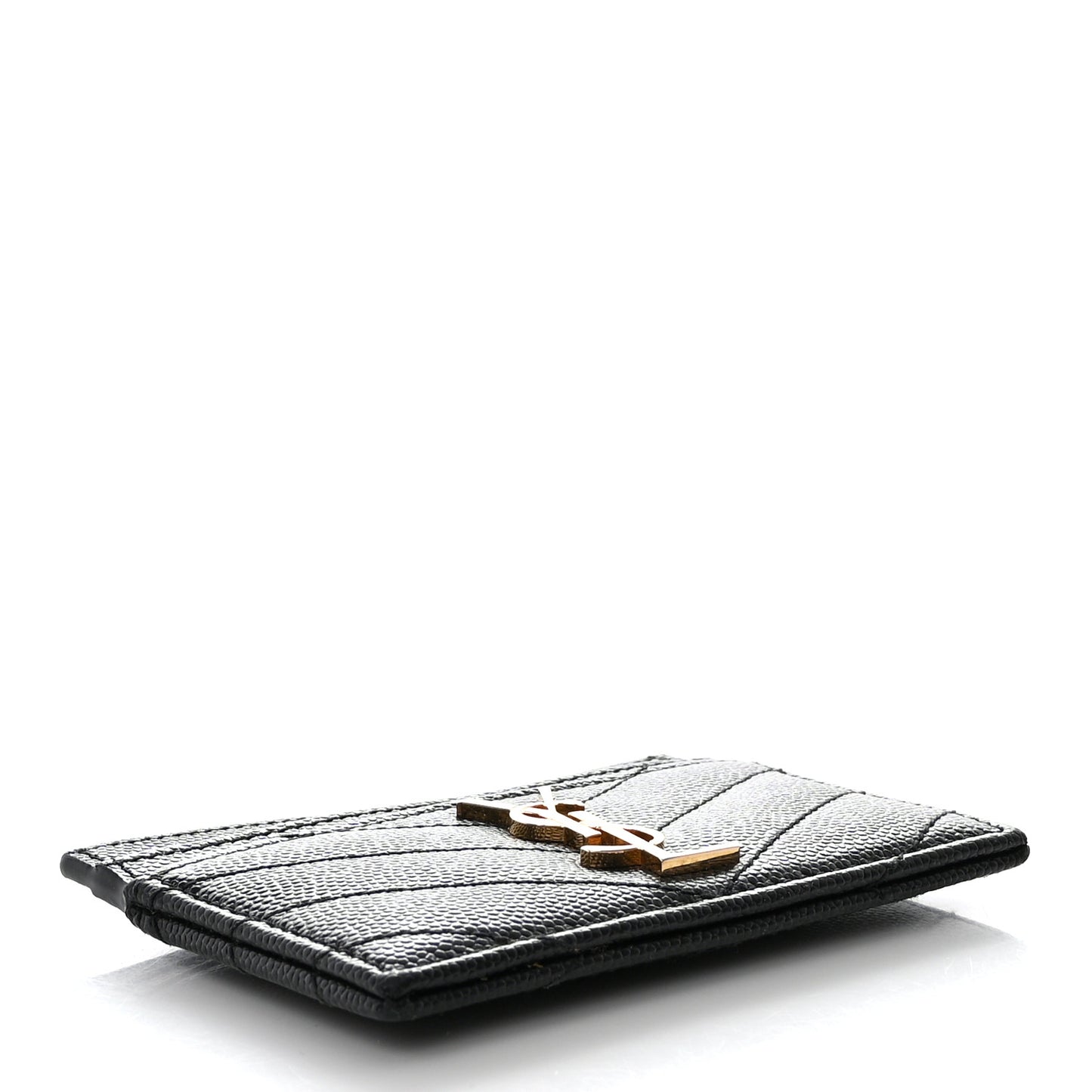 Grain De Poudre Matelasse Chevron Monogram Credit Card Case Black
