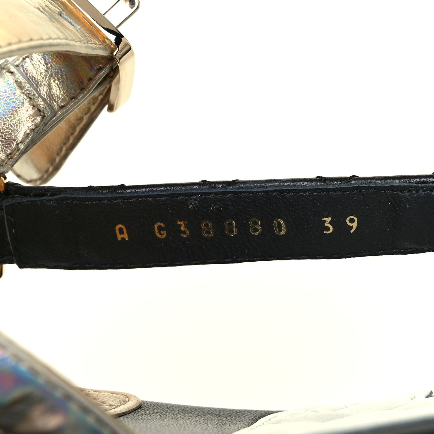 Lambskin Logo Platform Sandals 39 Beige Gold White