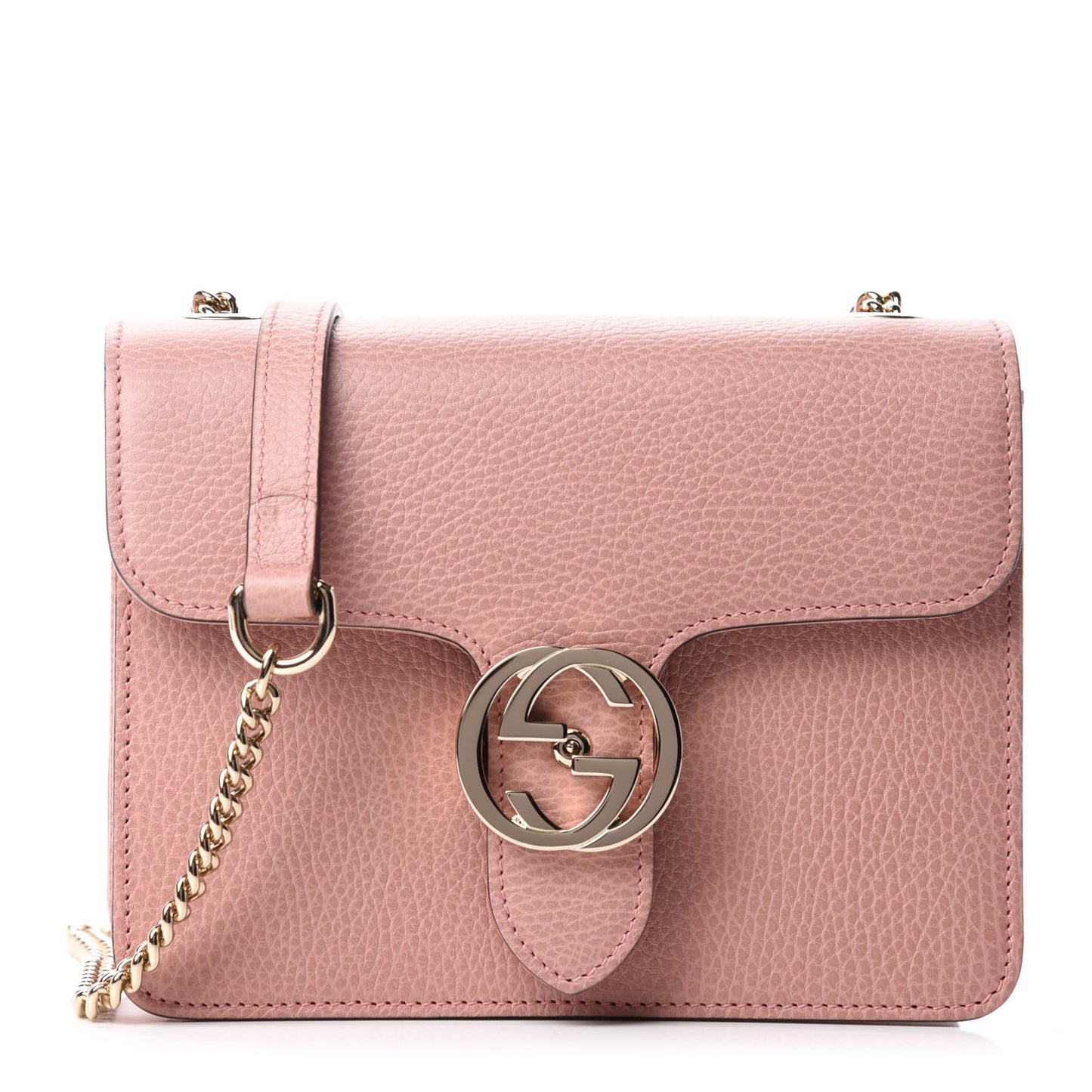 Dollar Calfskin Small Interlocking G Shoulder Bag Soft Pink
