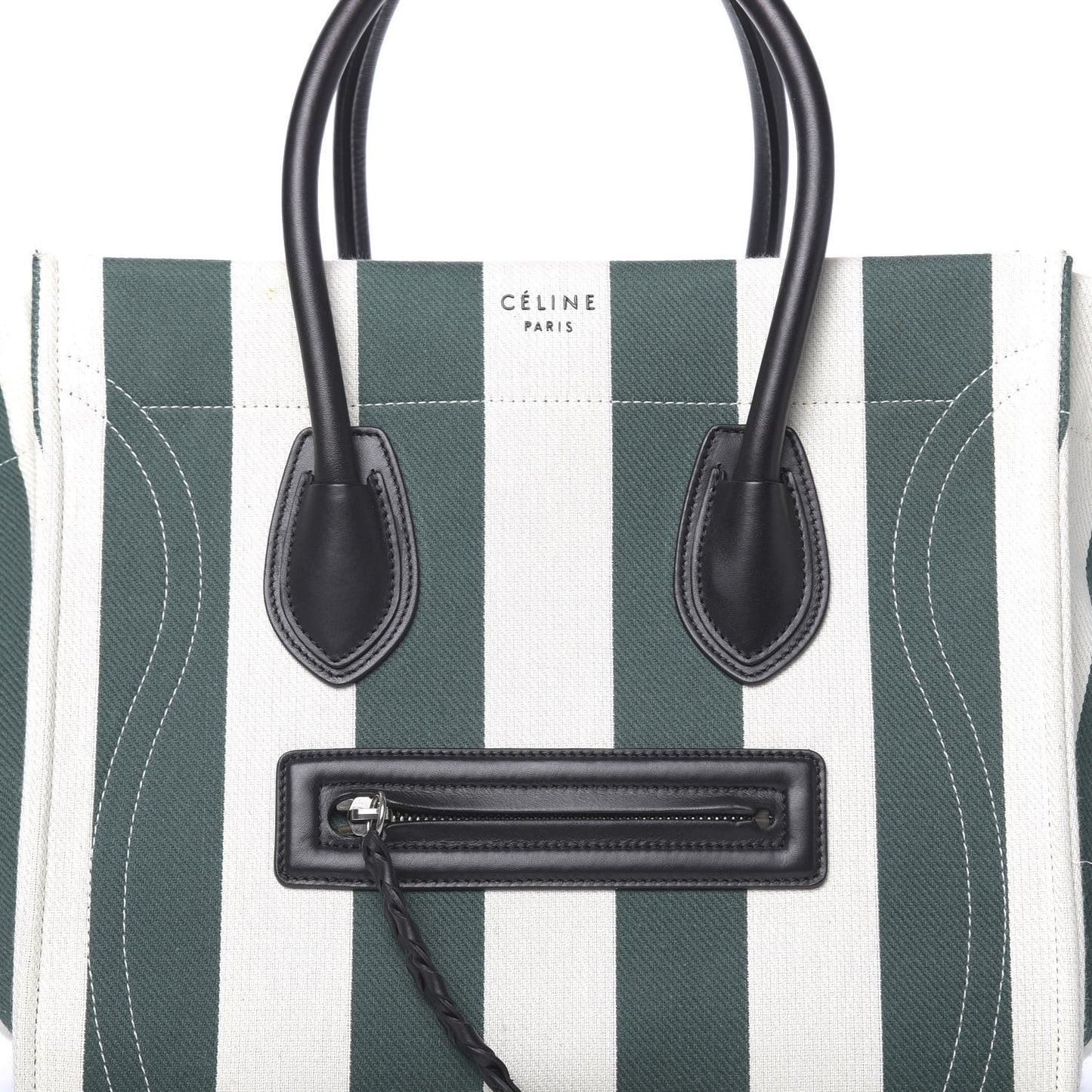Cotton Canvas Striped Medium Phantom Luggage White Green