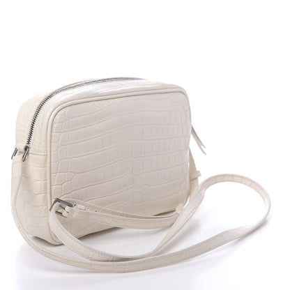Saint Laurent Calfskin Crocodile Embossed Monogram Lou Camera Bag White 3 of 14