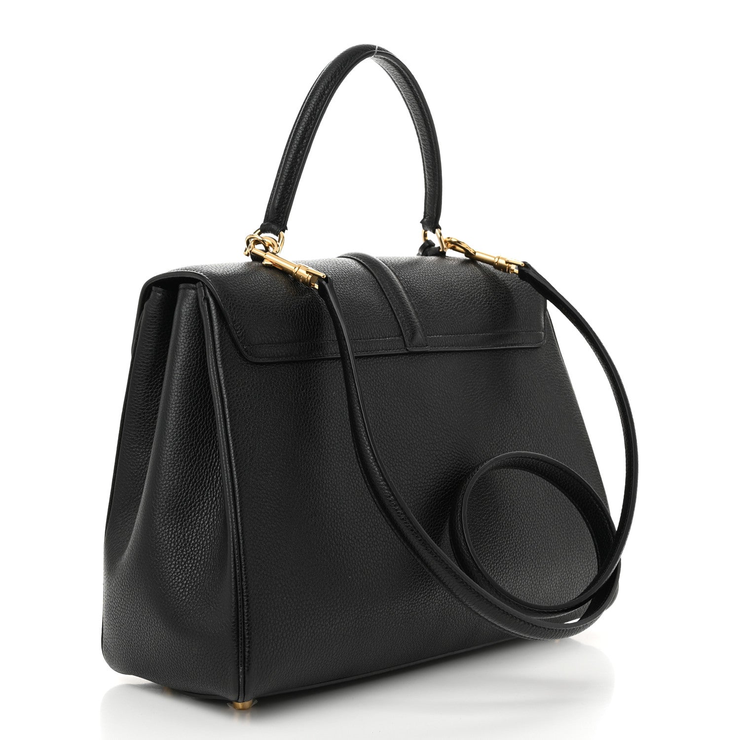 Celine Grained Calfskin Classique 16 Top Handle Bag Black 3 of 11