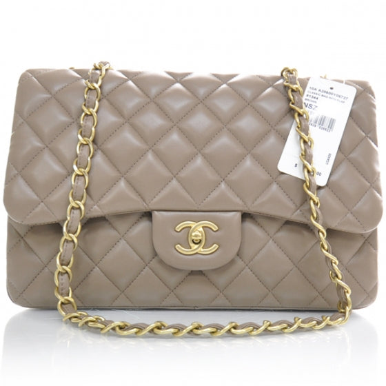 Chanel Lambskin Quilted Jumbo Flap Brown 1 of 11