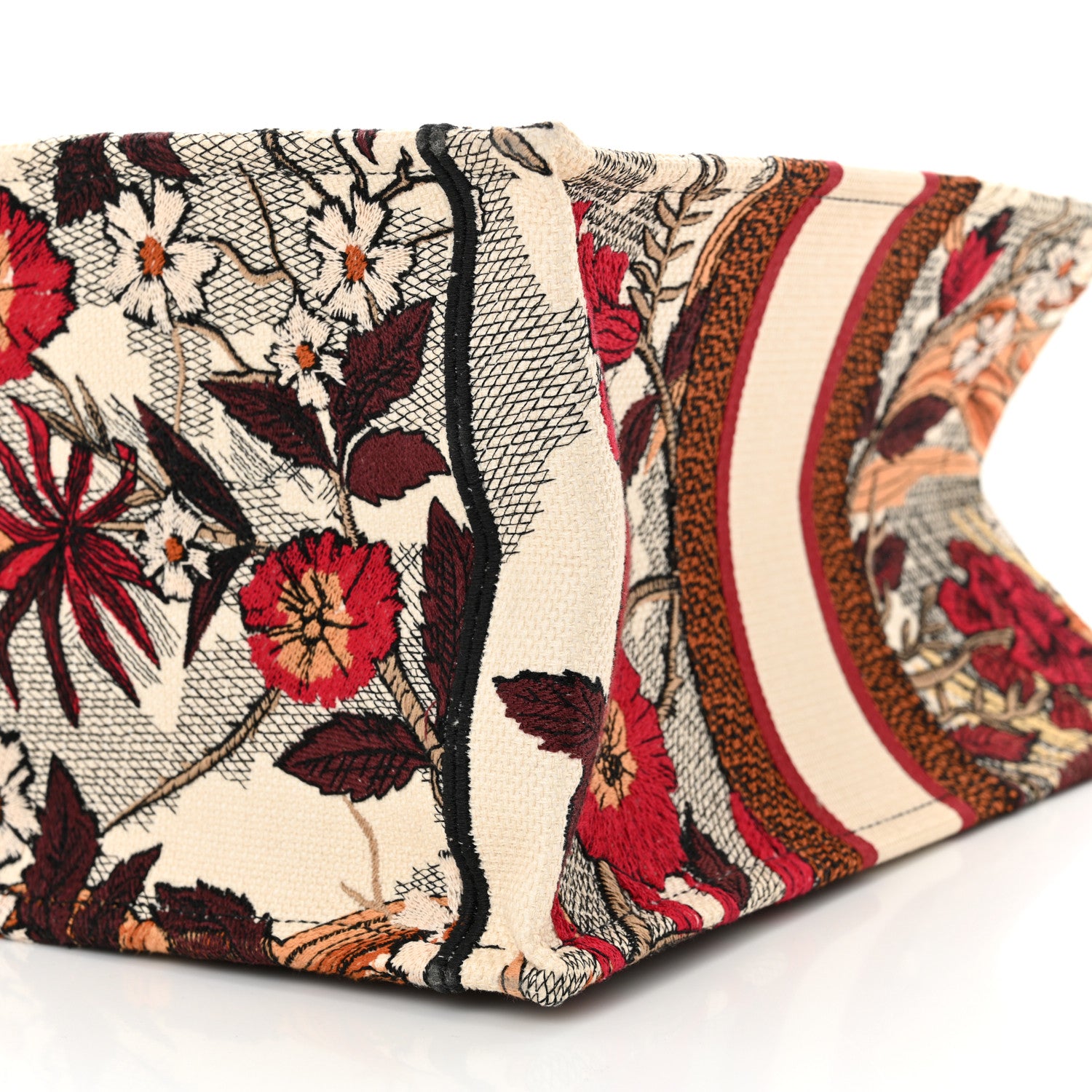 Christian Dior Canvas Embroidered Phoenix Medium Book Tote Red Multicolor 10 of 11