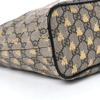 Gucci Soft GG Supreme Monogram Bees Small Crossbody Tote Beige Oro Black 9 of 13