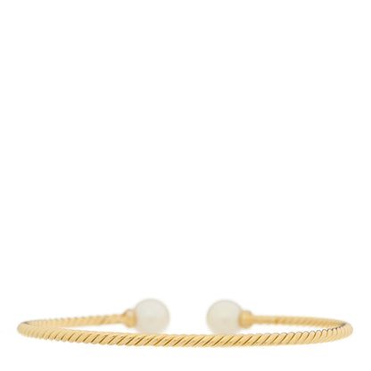 David Yurman 18K Yellow Gold Diamond Pearl 8.5mm Solari Bracelet 2 of 3