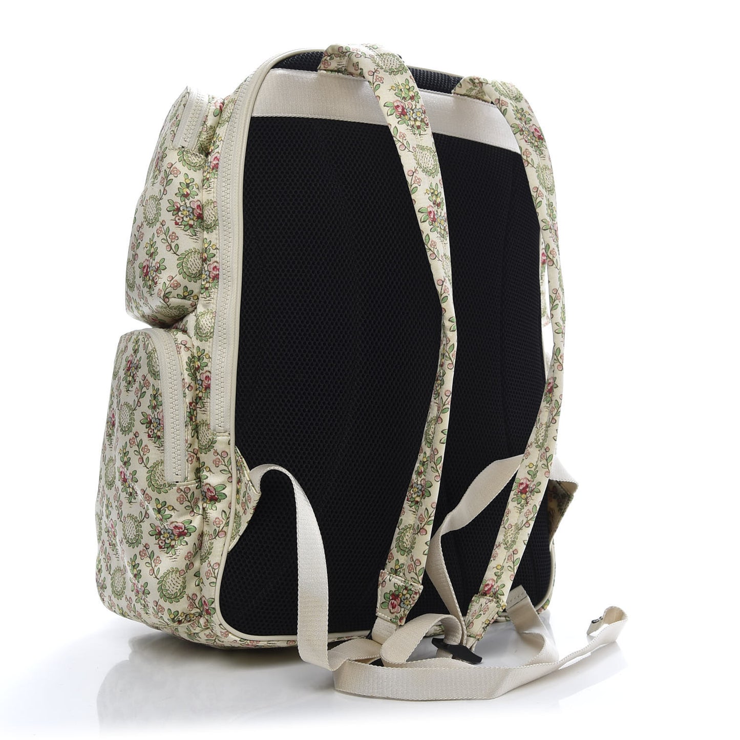X MLB Satin Floral Print NY Yankees Patch Backpack Ivory Green