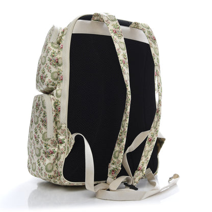 Gucci X MLB Satin Floral Print NY Yankees Patch Backpack Ivory Green 2 of 11