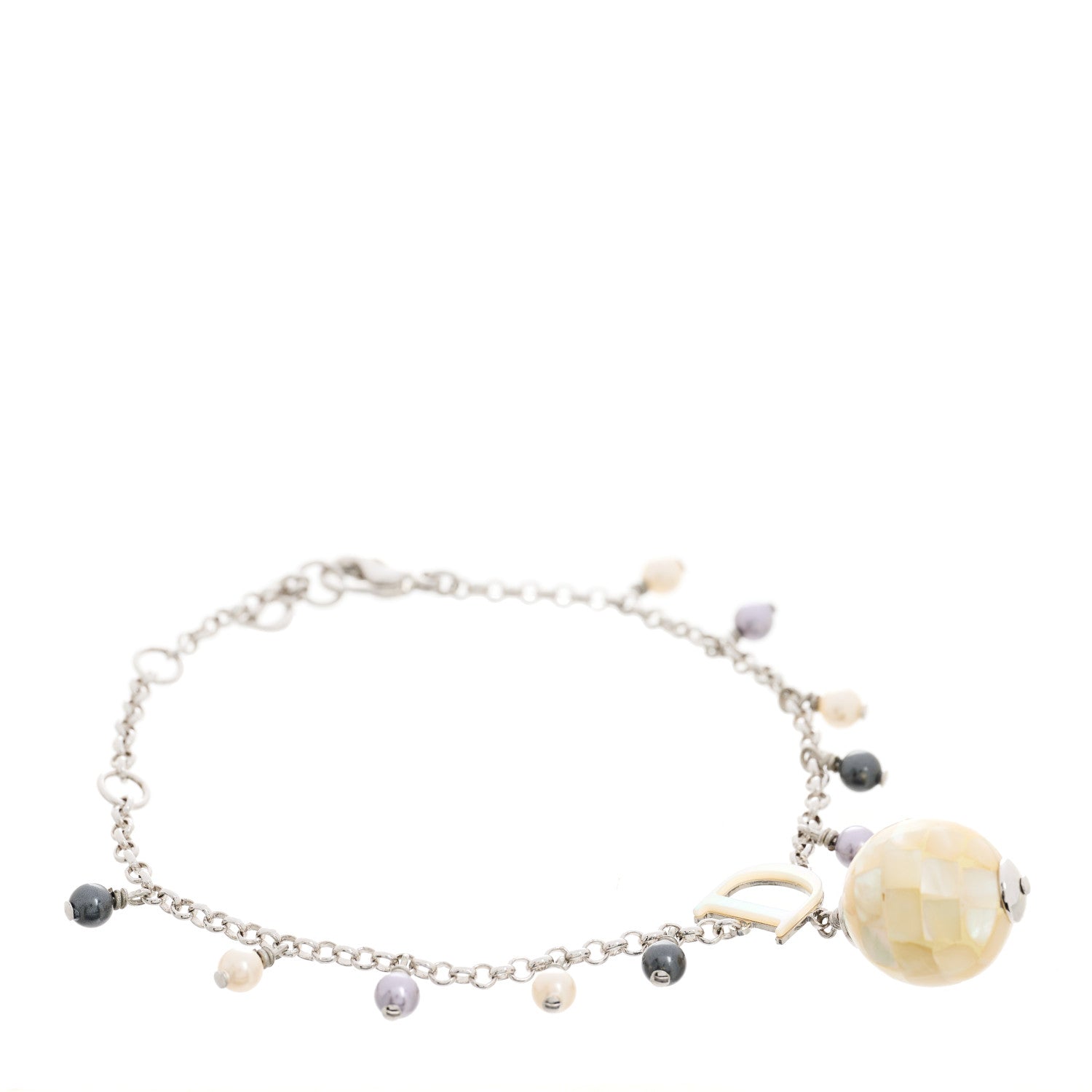 Christian Dior Pearl Resin Bracelet Gold Black White 1 of 3