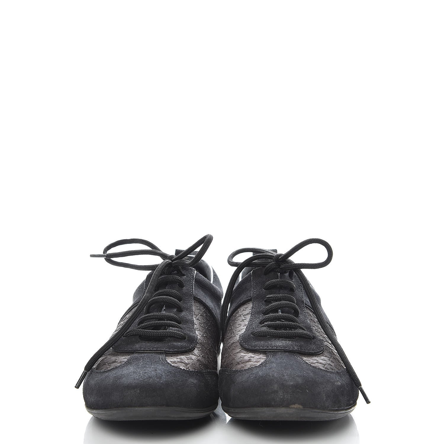 Louis Vuitton Suede Monogram Embossed Sneakers 38.5 Black 2 of 11