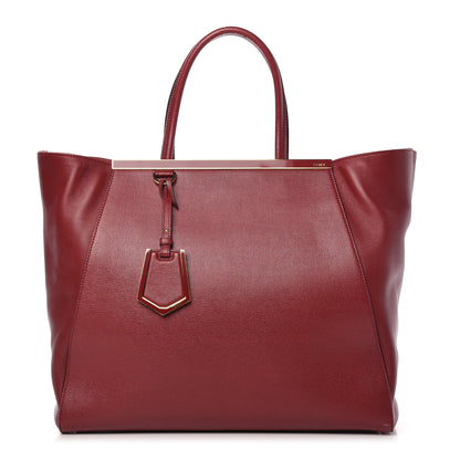 Fendi Vitello Elite Large 2Jours Tote Rosso Scuro Ciliegia 1 of 9