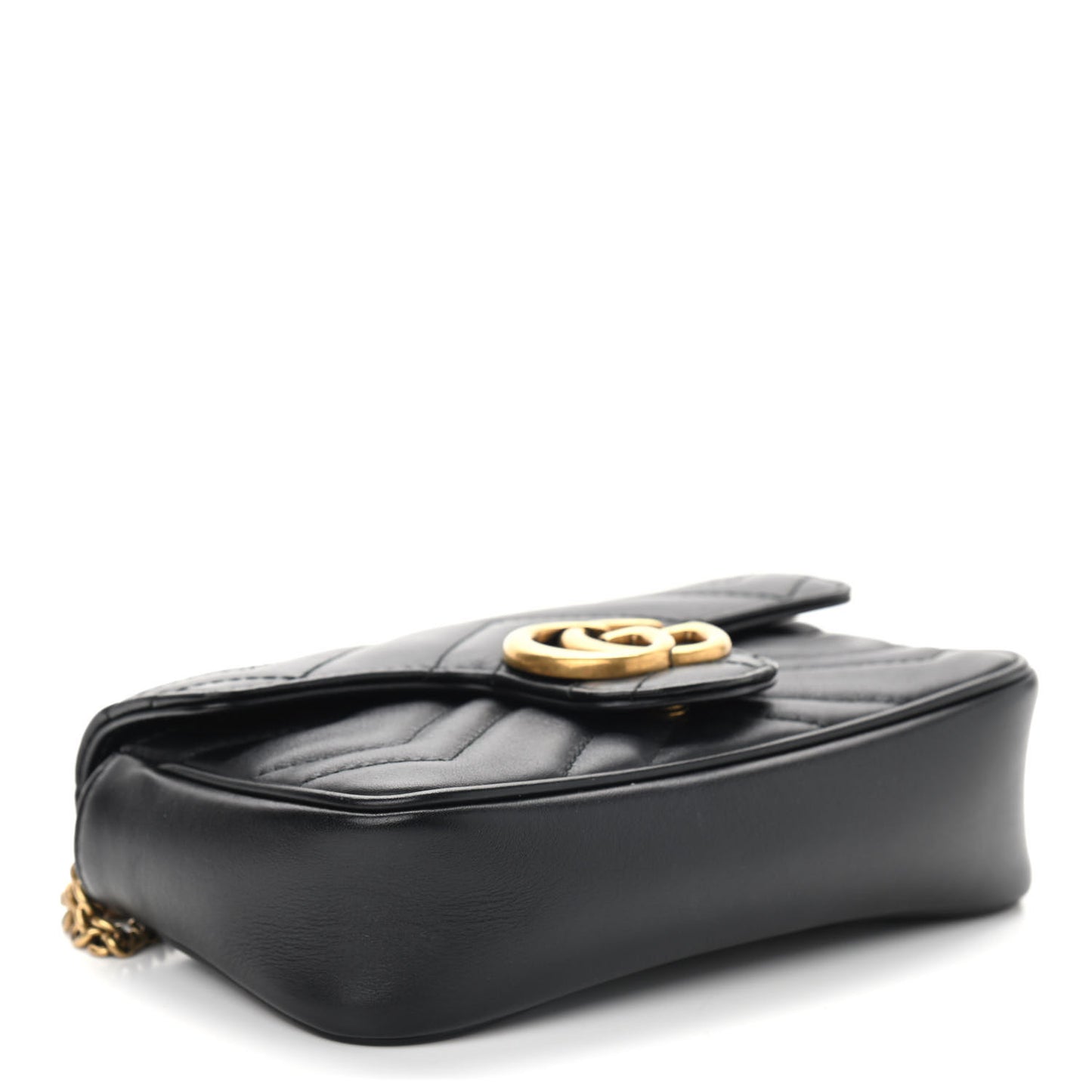 Calfskin Matelasse Super Mini GG Marmont Shoulder Bag Black
