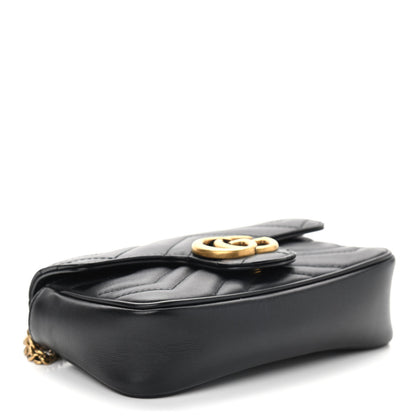 Gucci Calfskin Matelasse Super Mini GG Marmont Shoulder Bag Black 4 of 10