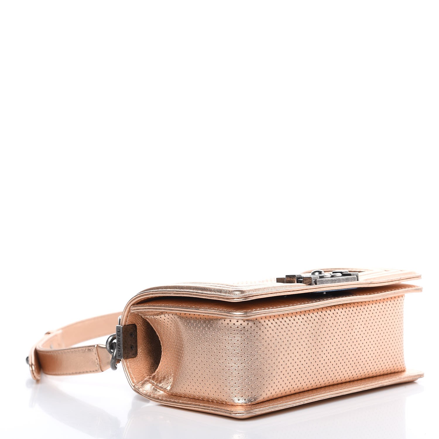 Chanel Metallic Calfskin Perforated Small Boy Flap Rose Gold 4 of 11