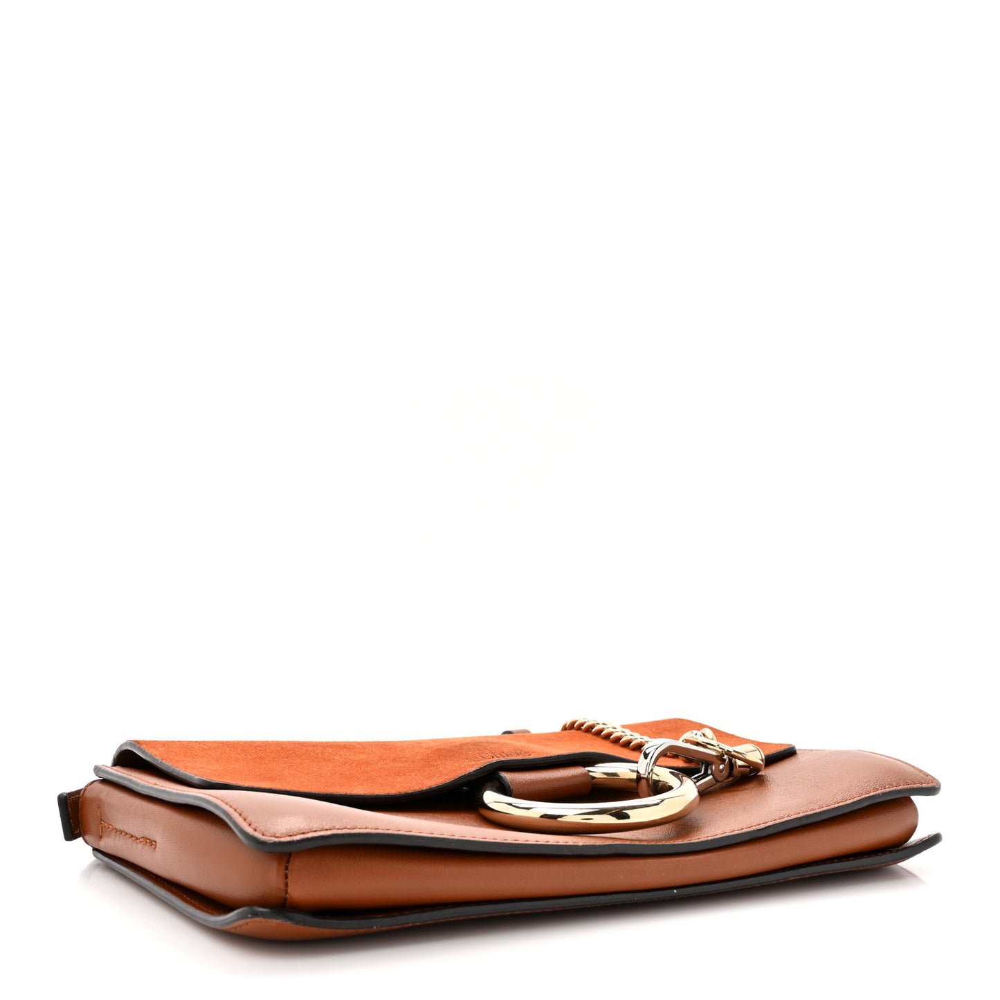 Suede Calfskin Small Faye Shoulder Bag Tobacco