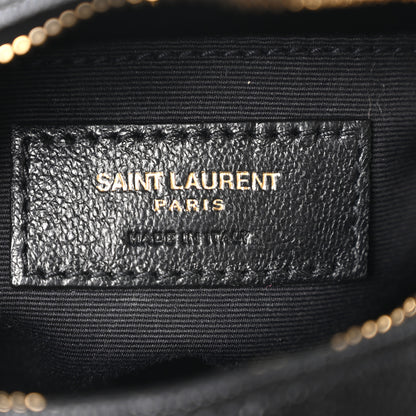 Saint Laurent Grain De Poudre Matelasse Chevron Quilted Round Vinyle Camera Bag Black 6 of 10