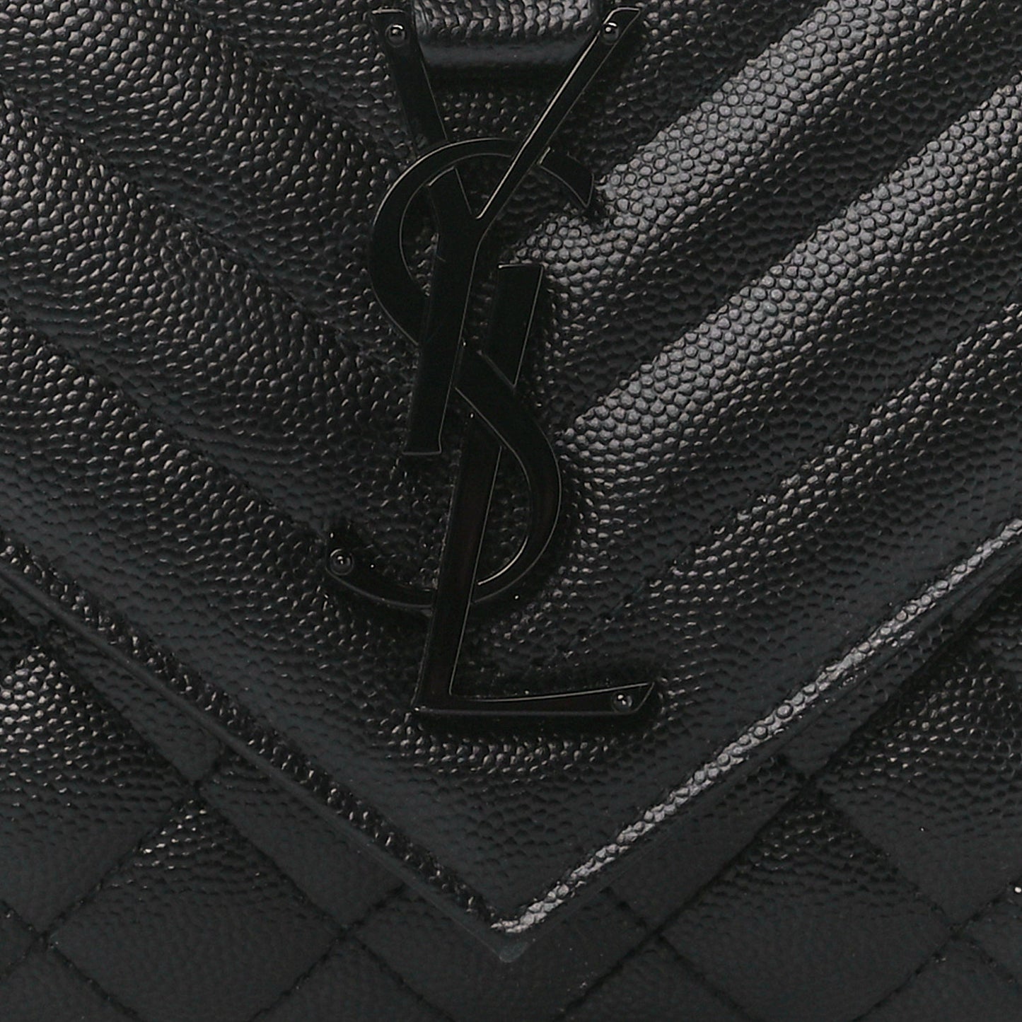 Grain De Poudre Textured Mixed Matelasse Triquilt Small Monogram Monochrome Satchel Black