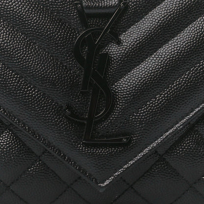 Saint Laurent Grain De Poudre Textured Mixed Matelasse Triquilt Small Monogram Monochrome Satchel Black 9 of 14