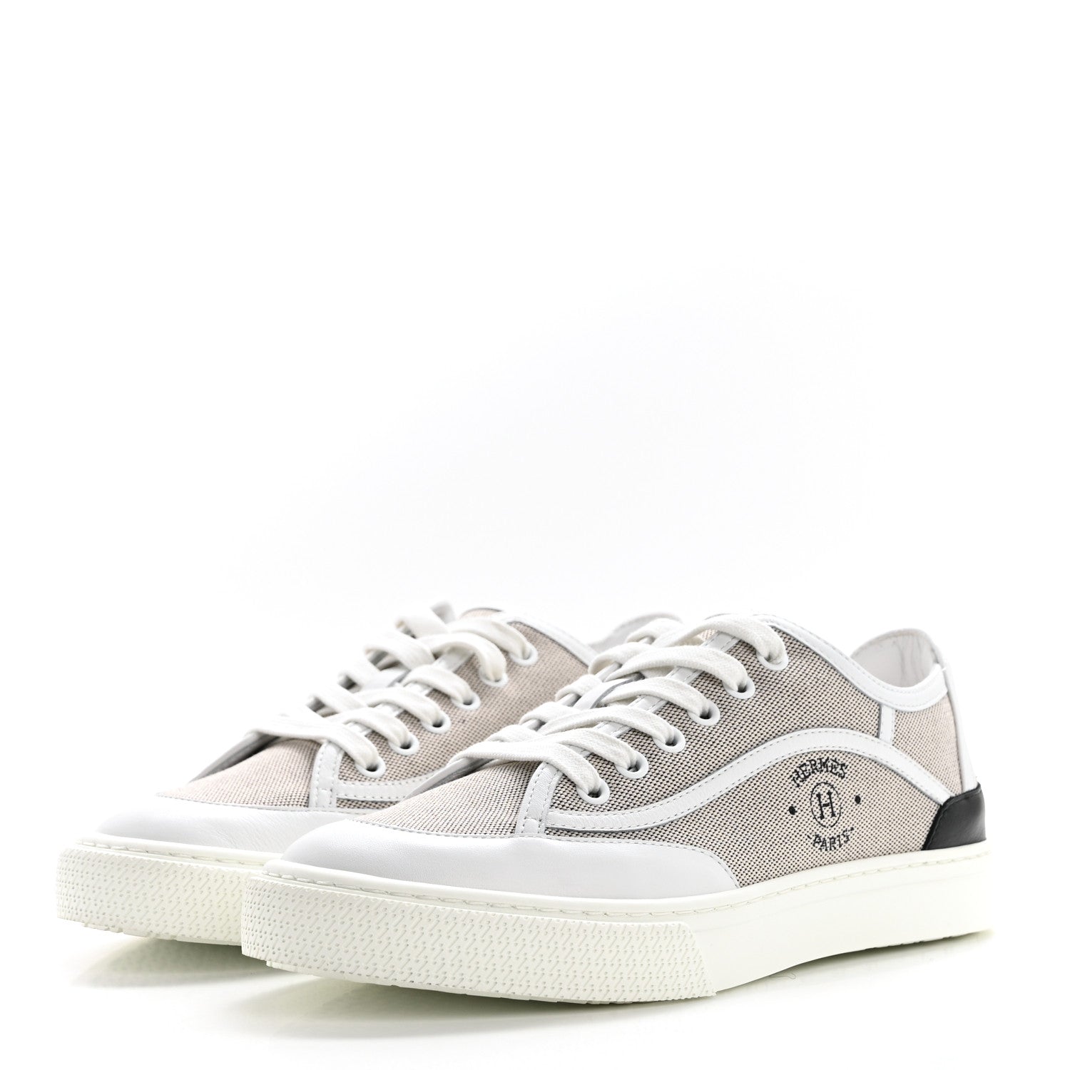 Hermes Canvas Calfskin Get Sneakers 36 Prunoir Blanc 3 of 10