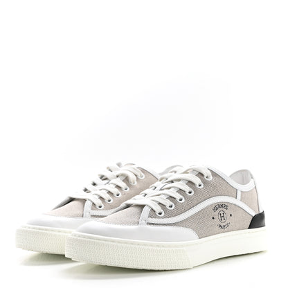 Hermes Canvas Calfskin Get Sneakers 36 Prunoir Blanc 3 of 10