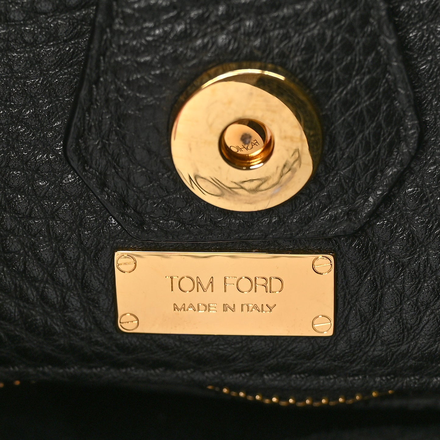 Pebbled Calfskin Alix Padlock Foldover Bag Black