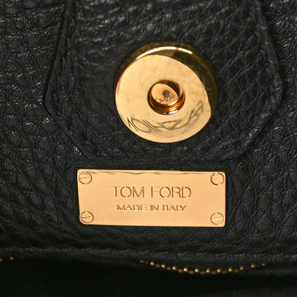 Tom Ford Pebbled Calfskin Alix Padlock Foldover Bag Black 7 of 10