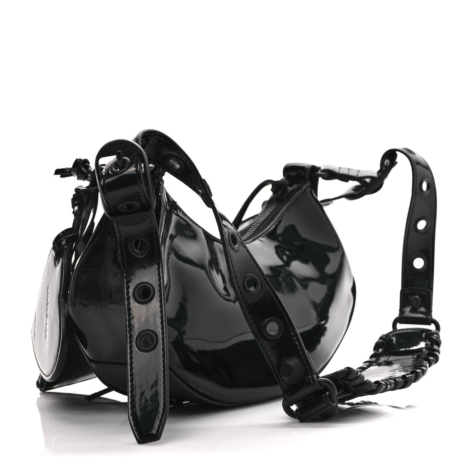 Balenciaga Patent Faux Leather Le Cagole Shoulder Bag XS Black 3 of 8