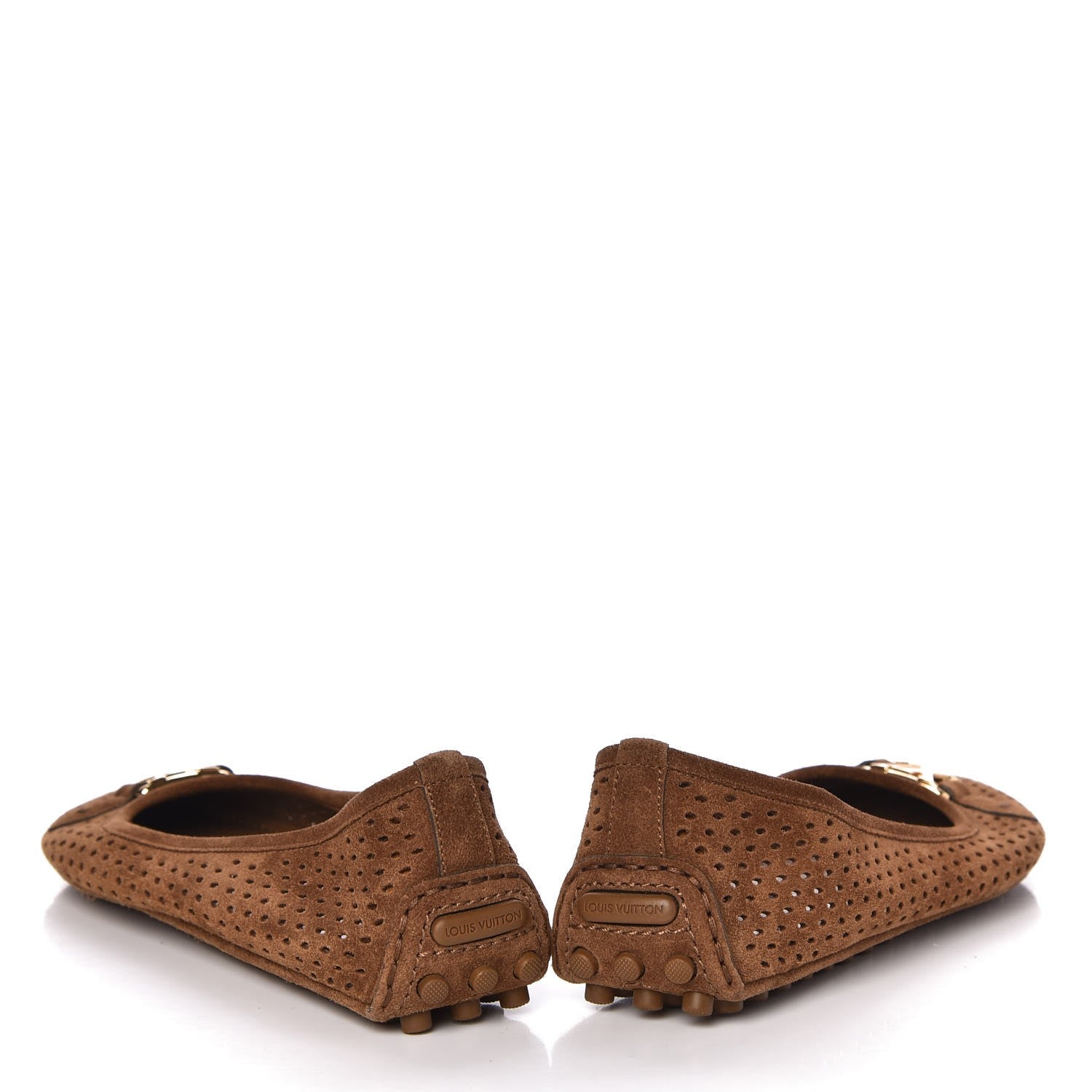 Louis Vuitton Suede Perforated Oxford Ballerina Flats 39 Cognac 5 of 11