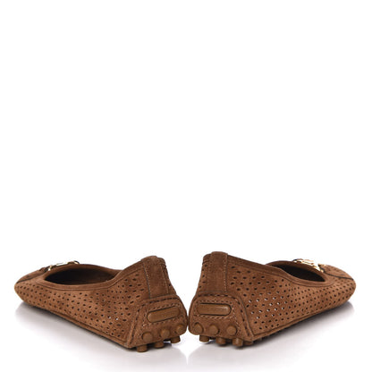 Louis Vuitton Suede Perforated Oxford Ballerina Flats 39 Cognac 5 of 11