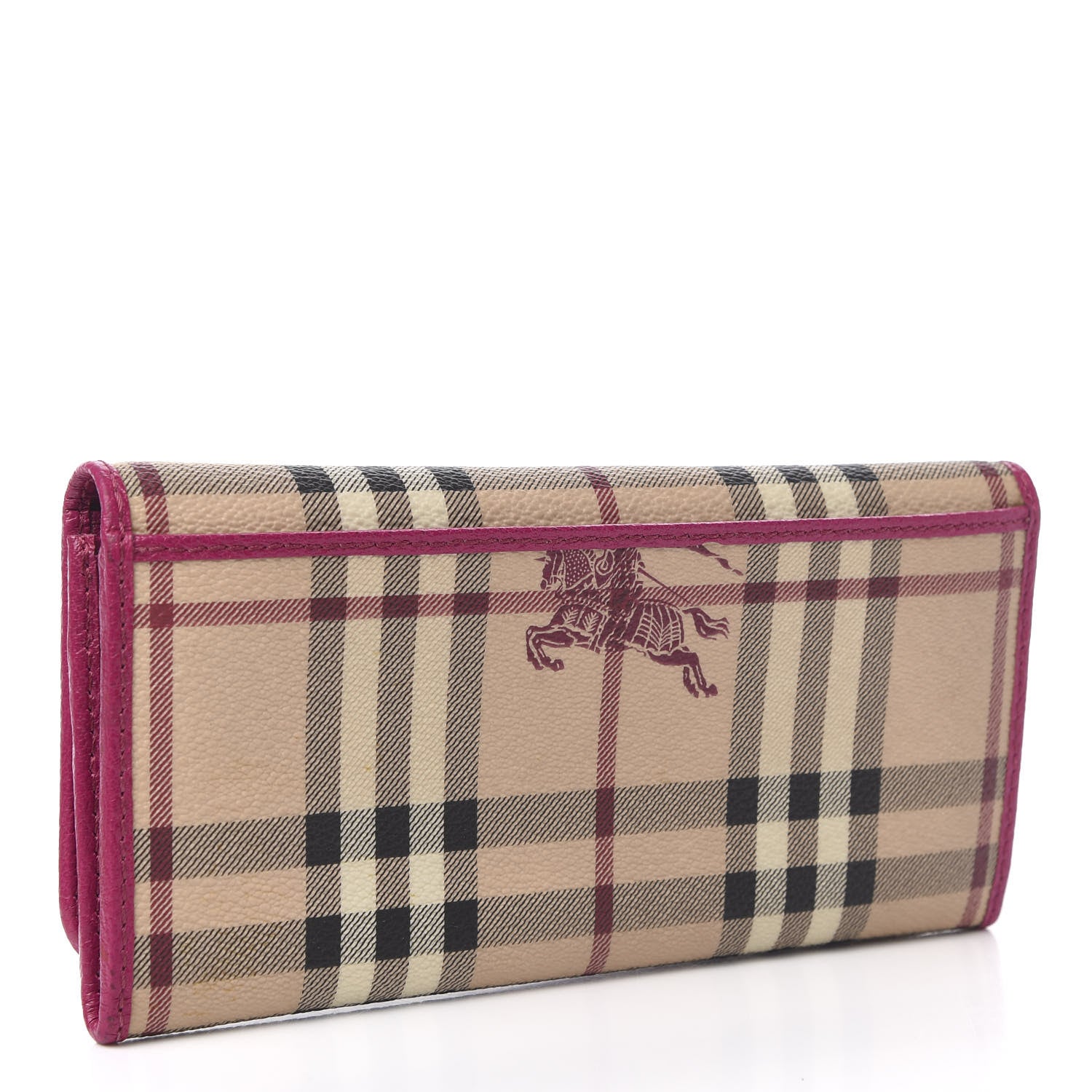 Burberry Haymarket Check Continental Wallet Rhubarb Pink 3 of 10