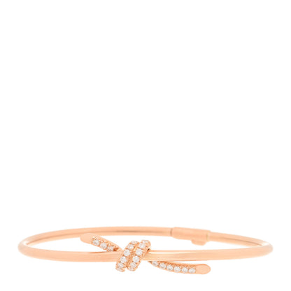 Tiffany 18K Rose Gold Diamond Knot Bangle Bracelet 1 of 3