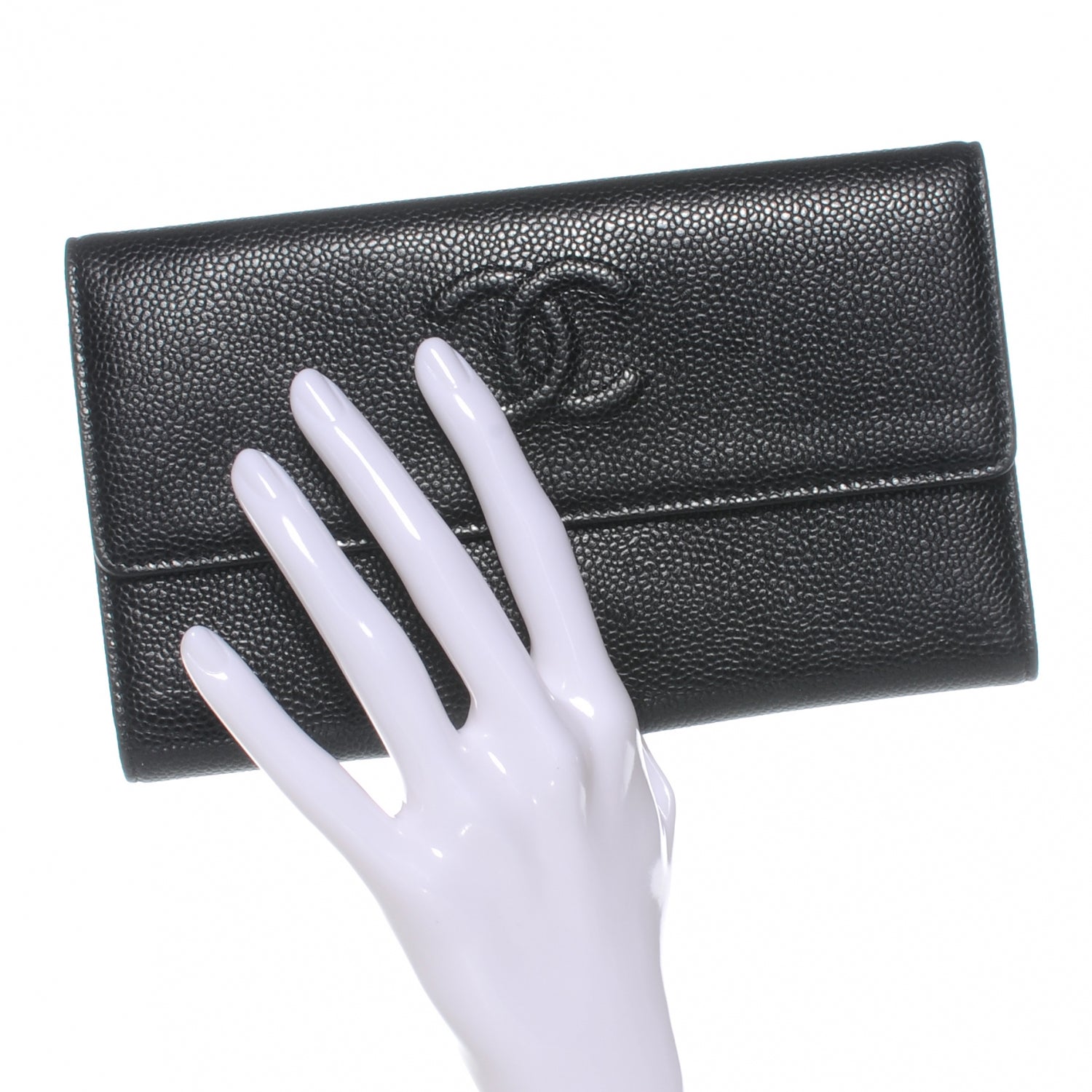 Chanel Caviar CC Large Flap Wallet Black 2 of 8