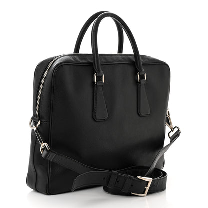 Prada Saffiano Travel Briefcase Black Multicolor 3 of 12