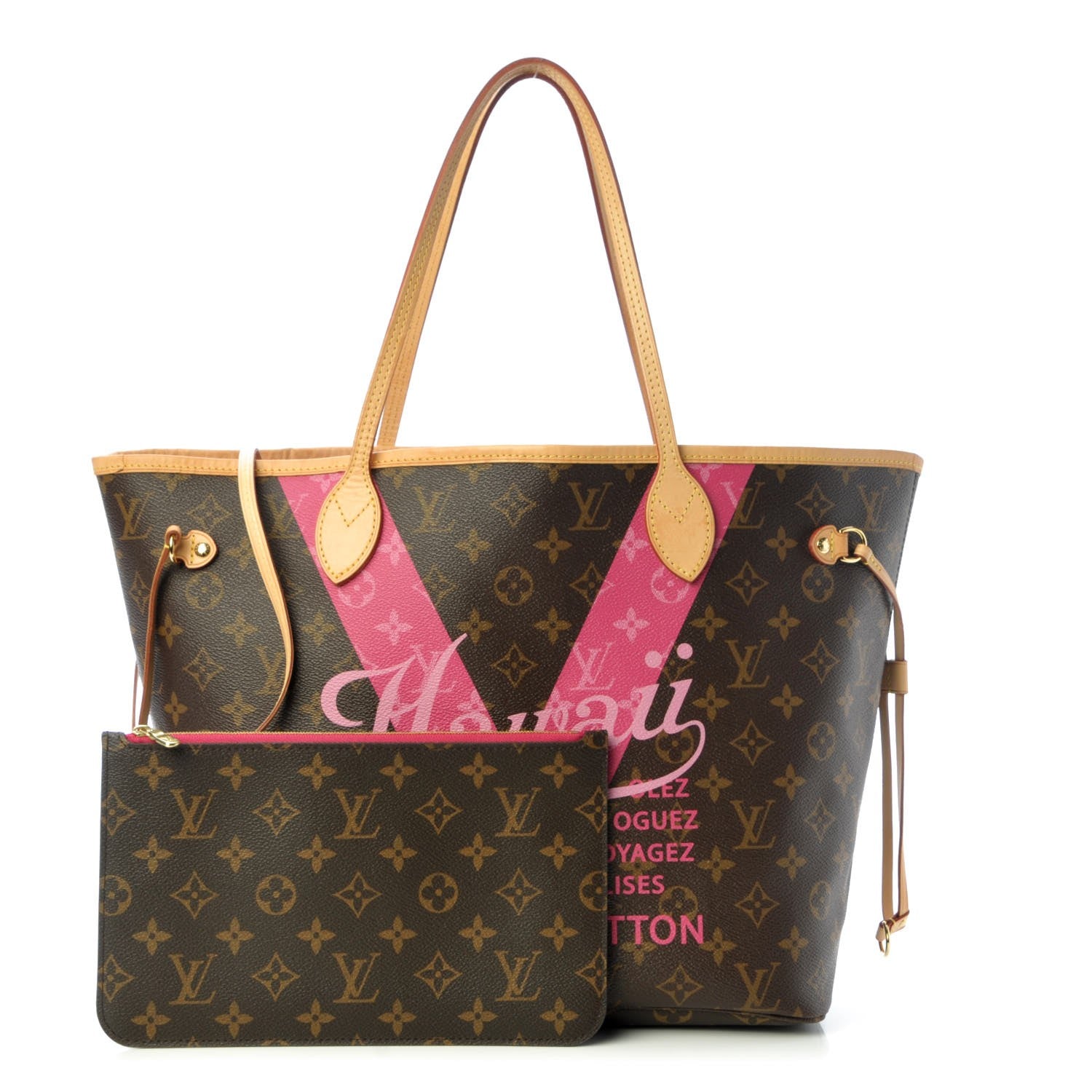Louis Vuitton Monogram Hawaii V Neverfull MM Hot Pink 1 of 9