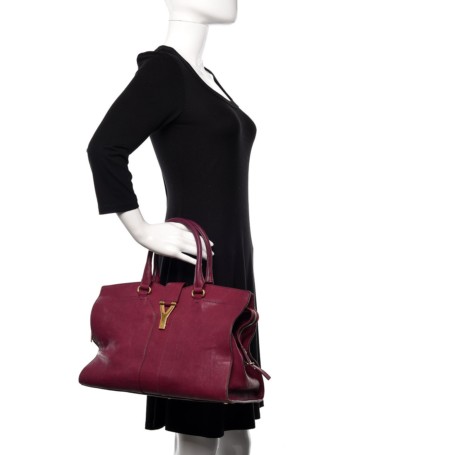 Saint Laurent Sheepskin Medium Cabas ChYc Black Cherry 2 of 11