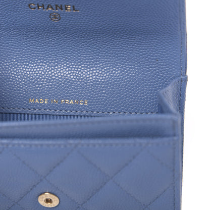 Chanel Caviar Quilted Flap Card Holder Blue 7 of 9