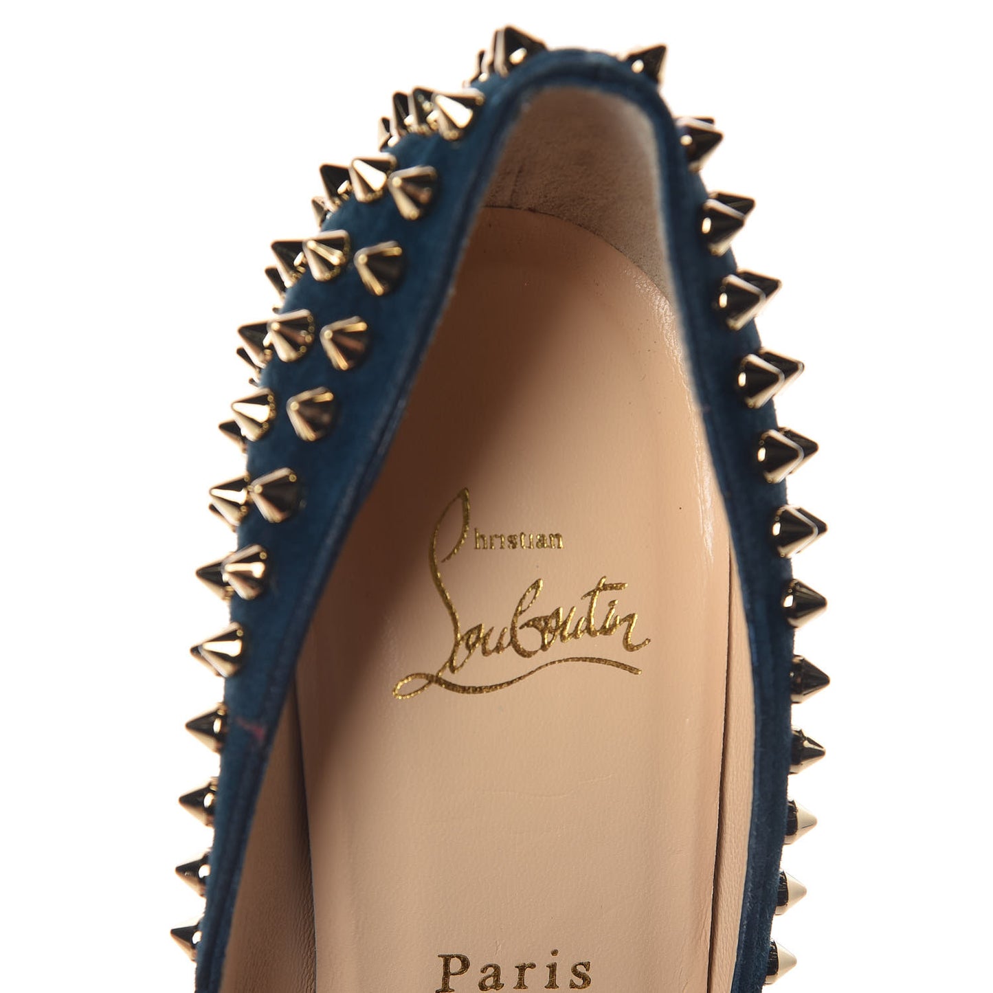 Veau Velours Calf Hair Leopard Lady Peep Spikes VIP 150 Pumps 39.5 Blue Khol Bronze